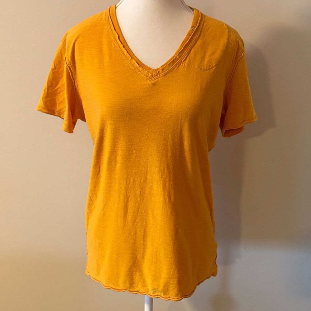 Diesel V-Neck Short Sleeve 100% Cotton Orange Top. Size Medium